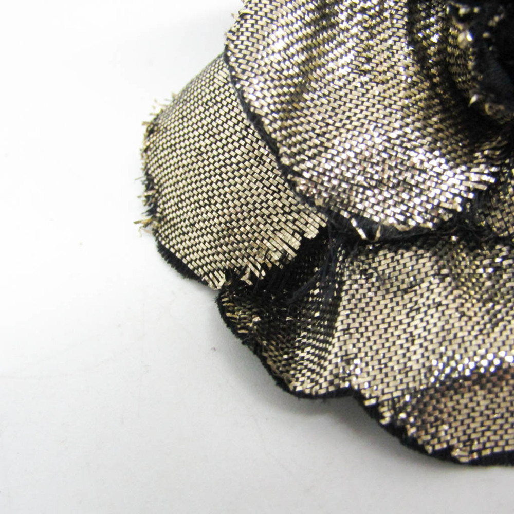 Chanel Camellia Textile Brooch Black,Champagne Gold - Picture 7 of 12
